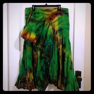 Hand dyed tie dyed wrap skirt